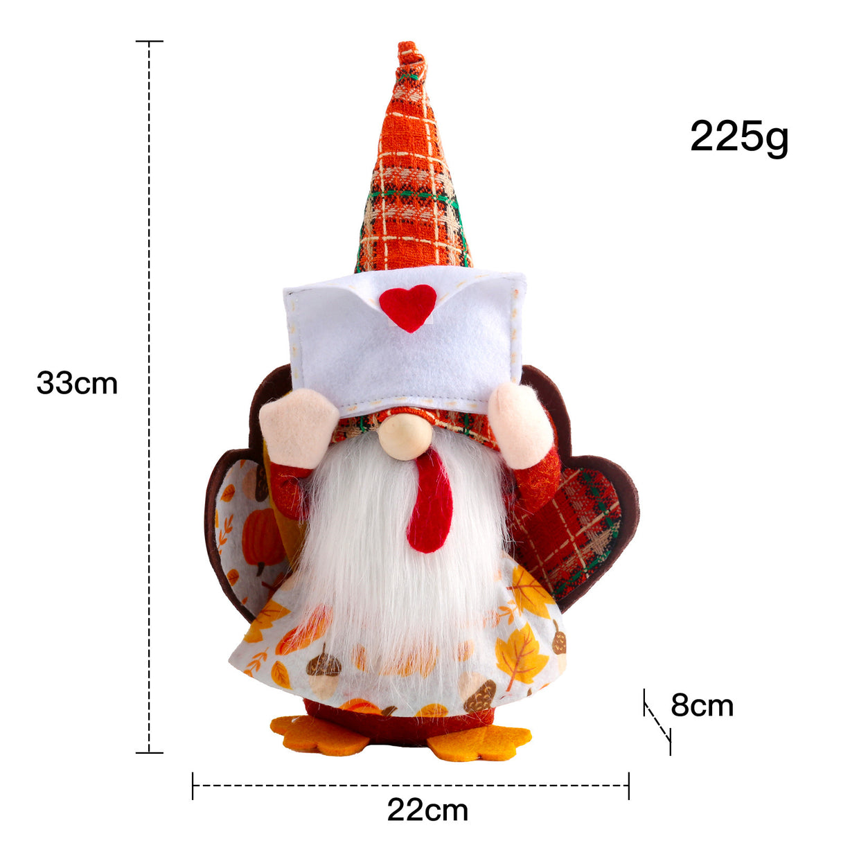 Cute Faceless Turkey Couple Decoration for Thanksgiving Home Display-6