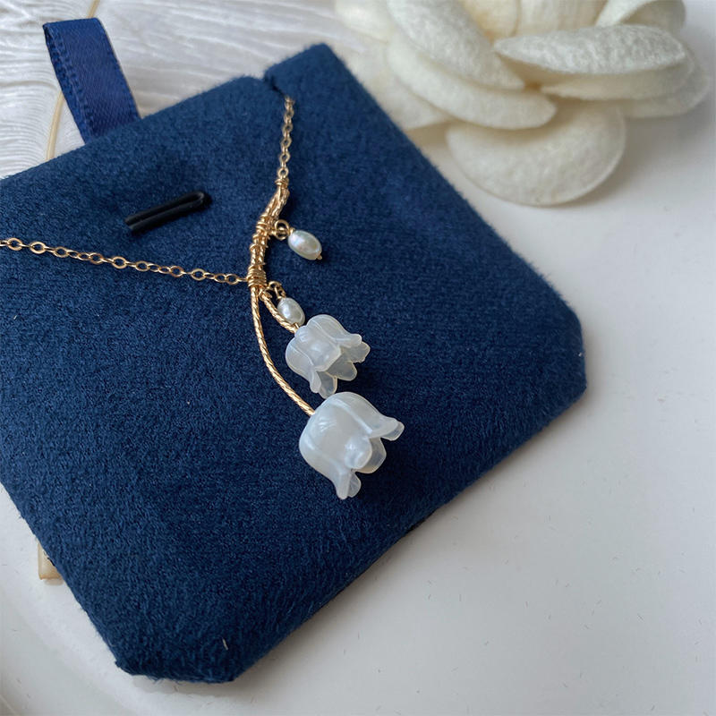 Handgefertigt 14k vergoldete weiße Jade Linglan schöne Halskette