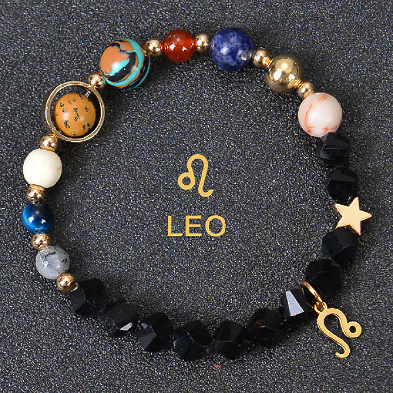 Twelve Constellations Zodiac Bracelet – Natural Stone & Planet Beads-9