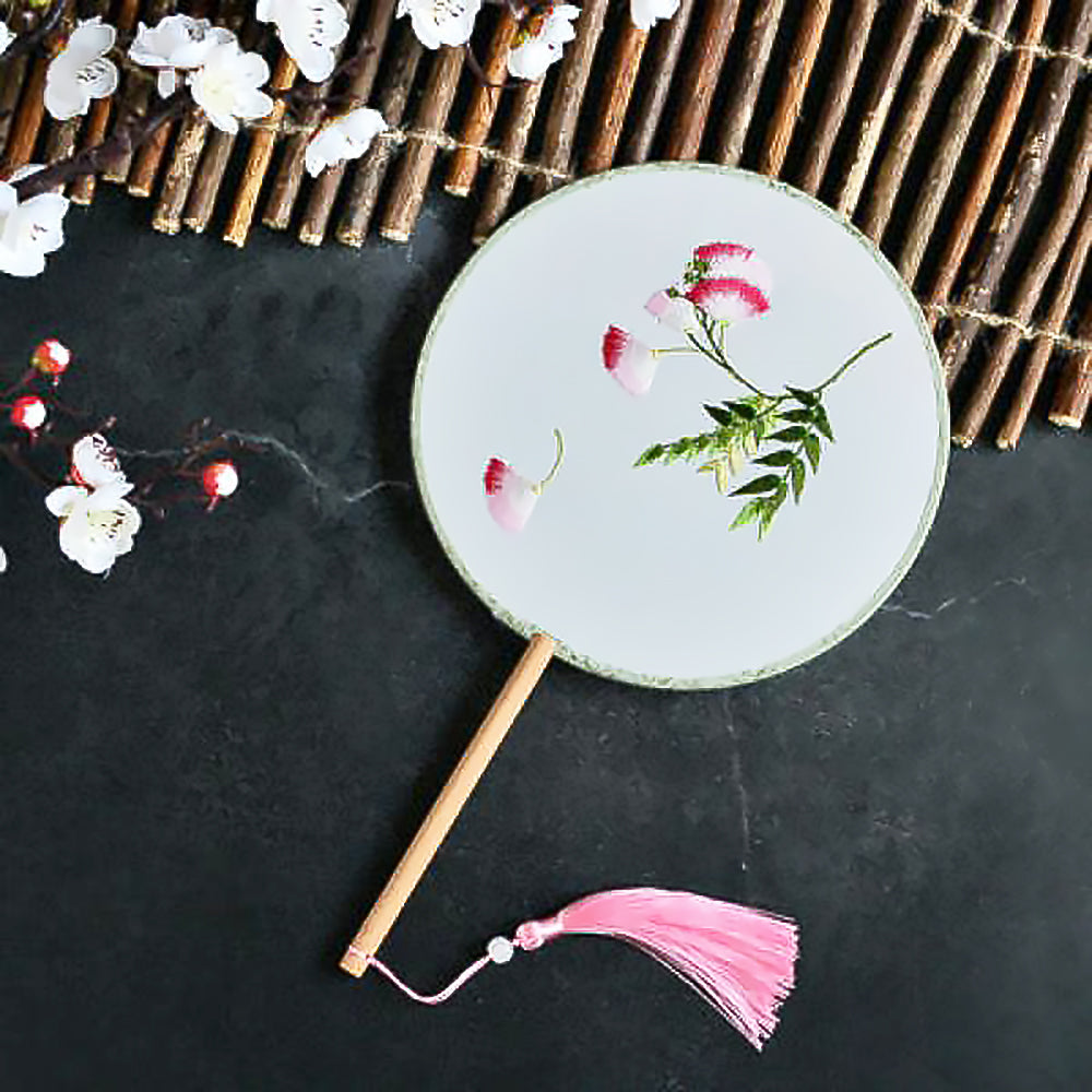 Plum Blossom Magpie Spring Color Embroidery Round Fan Photo Prop-2