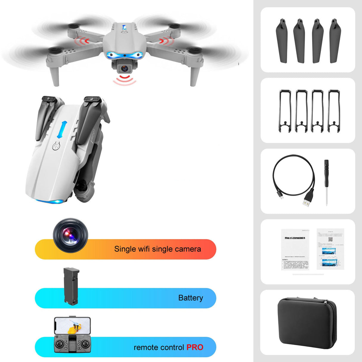 4K Drone Dual Camera Remote Control Three-sided Obstacle Avoidance