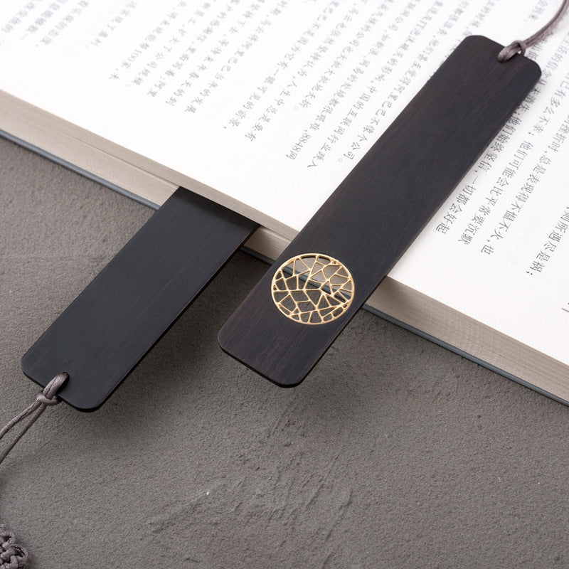 Antique wooden engraved bookmarks with peace knot design