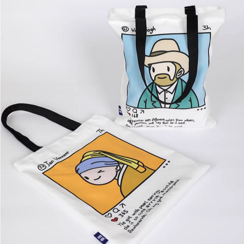 Illustration Ins Style niedliche tragbare Leinwand -Umhängetasche