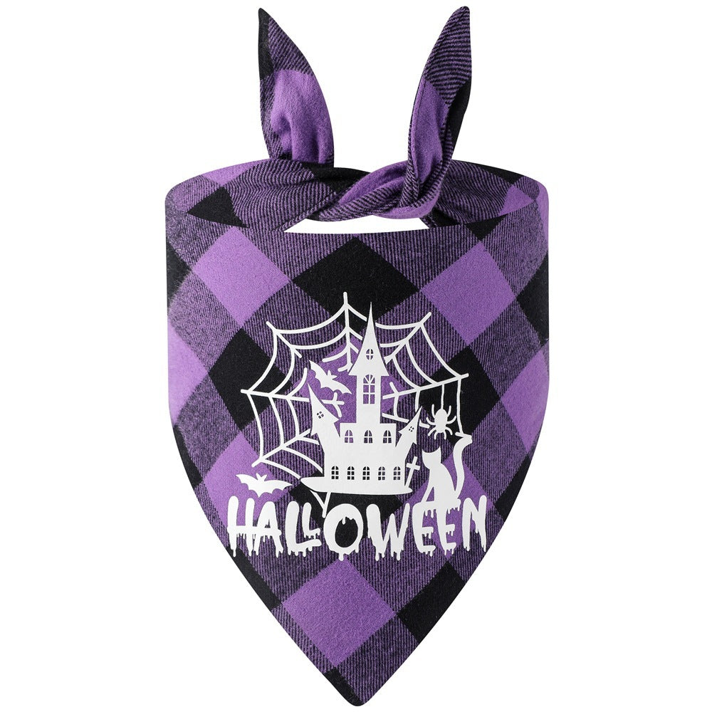 Luminous Halloween Dog Bandana Glow in the Dark Pumpkin Bat Scarf-4