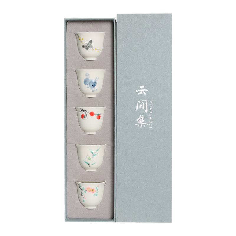 Underglaze Farbe weiße Porzellan Hand gezeichnet Wisteria Blume kleine Teetasse