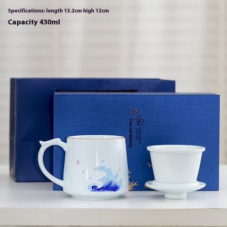 Weißes Porzellan Celadon Haushalt handgemaltem gefilterter Teetasse mit Deckel