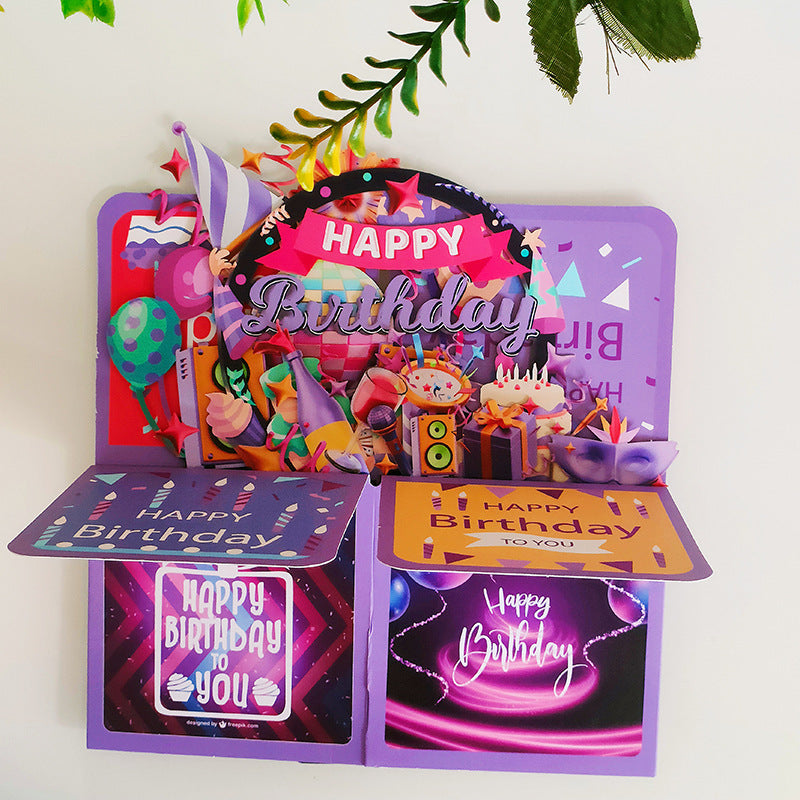 Creative Handmade Colorful Happy Birthday Stereoscopic Greeting Cards