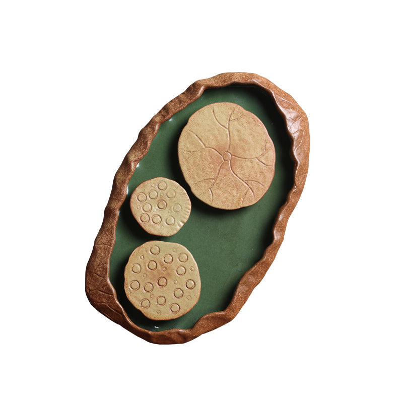 Lotus -Keramik -Topf -Lager Vintage kleine Mattenbasis -Tee Tablett