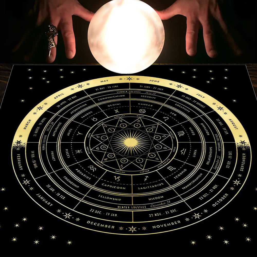 Tarot Table Cloth Moon Sun Lucky Tree Flannel Tablecloth-12