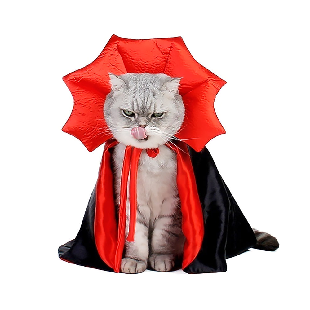 Halloween Reversible Pet Costume for Cats and Dogs Black Red Cape-5