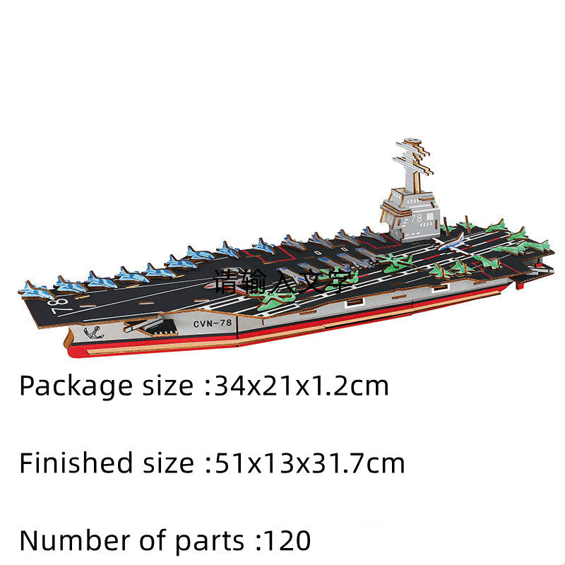 Wooden Model of Assembled Military Ship