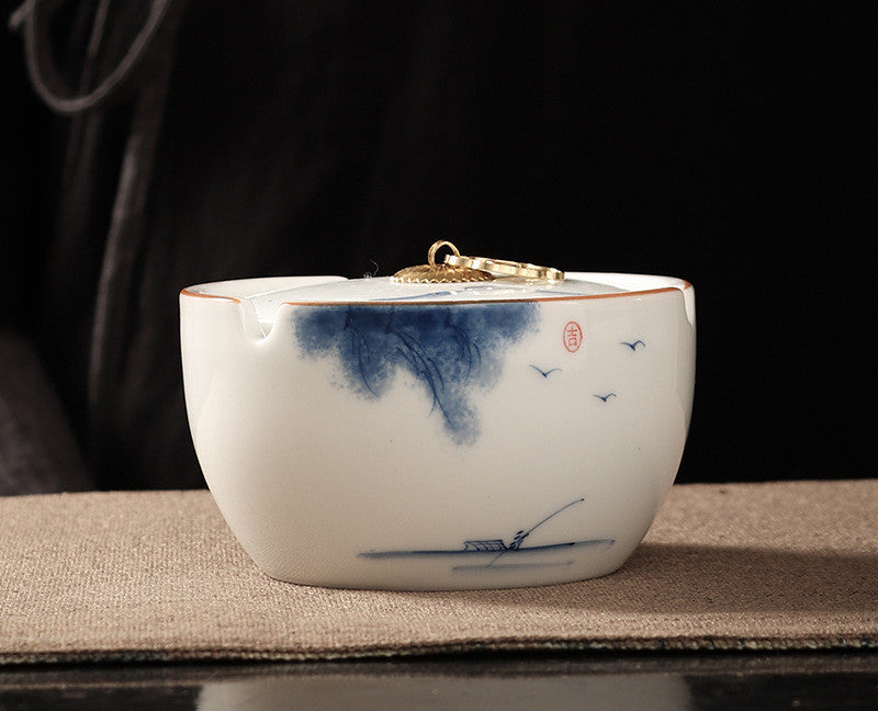 Handbemalte Haushalts Wohnzimmer Keramik-Aschenbecher mit LID-Schlupfchen