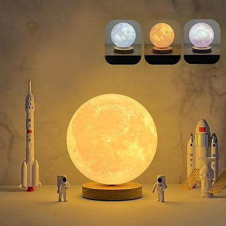 Kreative 3D magnetische rotierende Mondlampe 3 Farbe Lunar Nachtlicht Zimmer Dekor