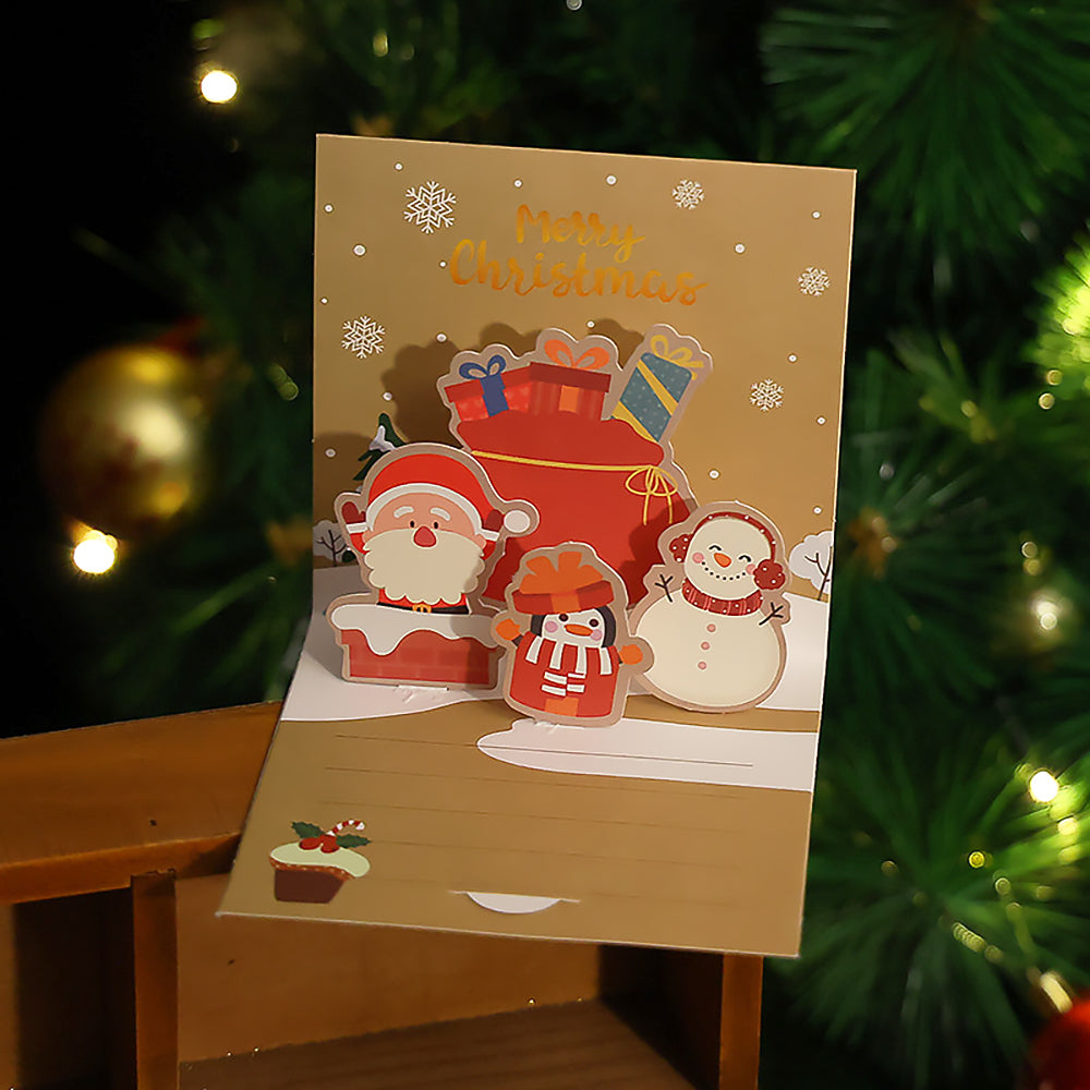 3D Pop Up Christmas Greeting Card Holiday Thank You Gift-5