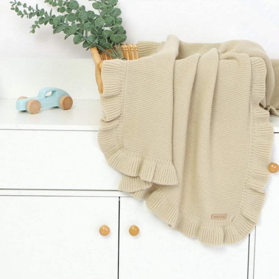 Knitted Baby Blankets Newborn Swaddle Wrap Ruffle
