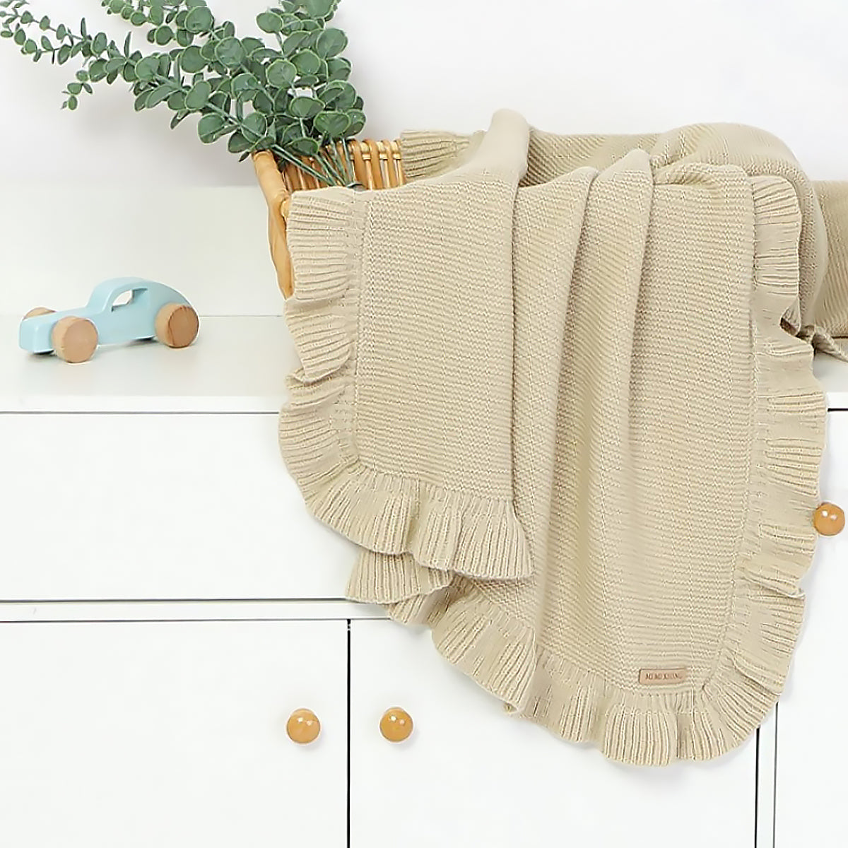 Knitted Baby Blanket Ruffle Newborn Swaddle Wrap All Season-4