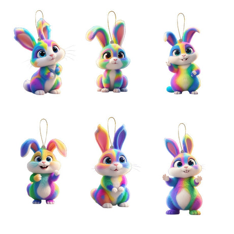 Acrylic Flower Denier Easter Cute Rabbit Pendant