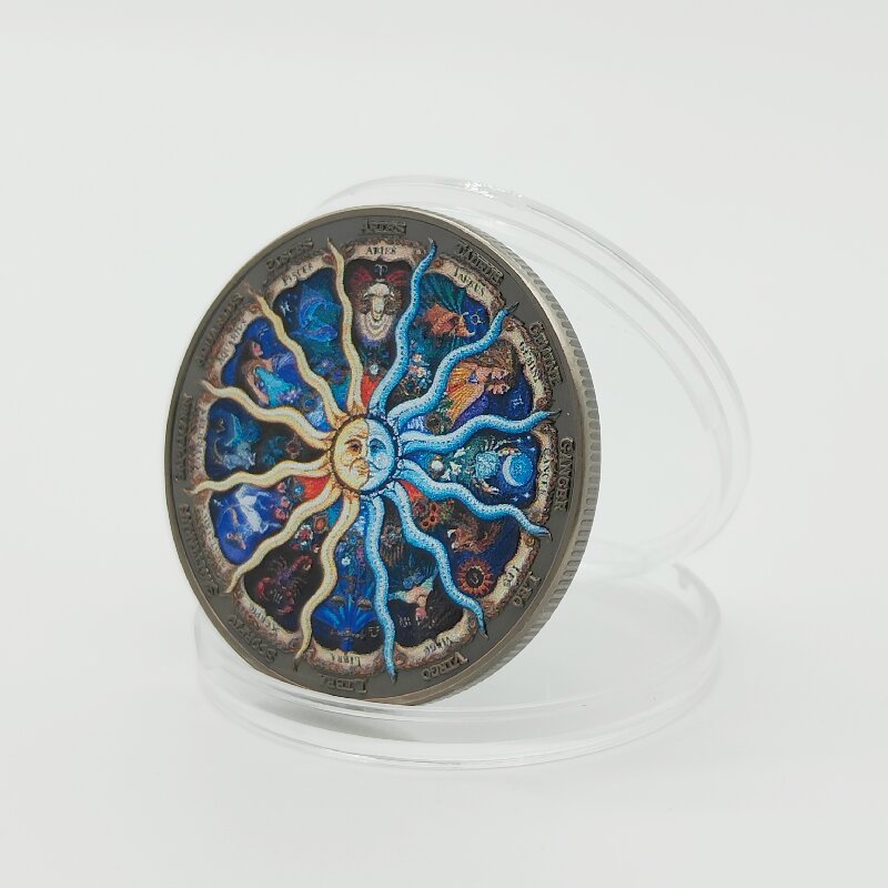 Zodiac Lucky Coin 12 Constellations Sun & Moon Token-4