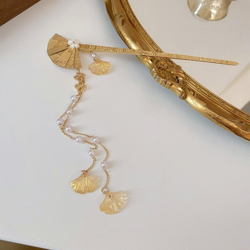 Chinesische Windventilator Blume Perle Quaste Haartupfel