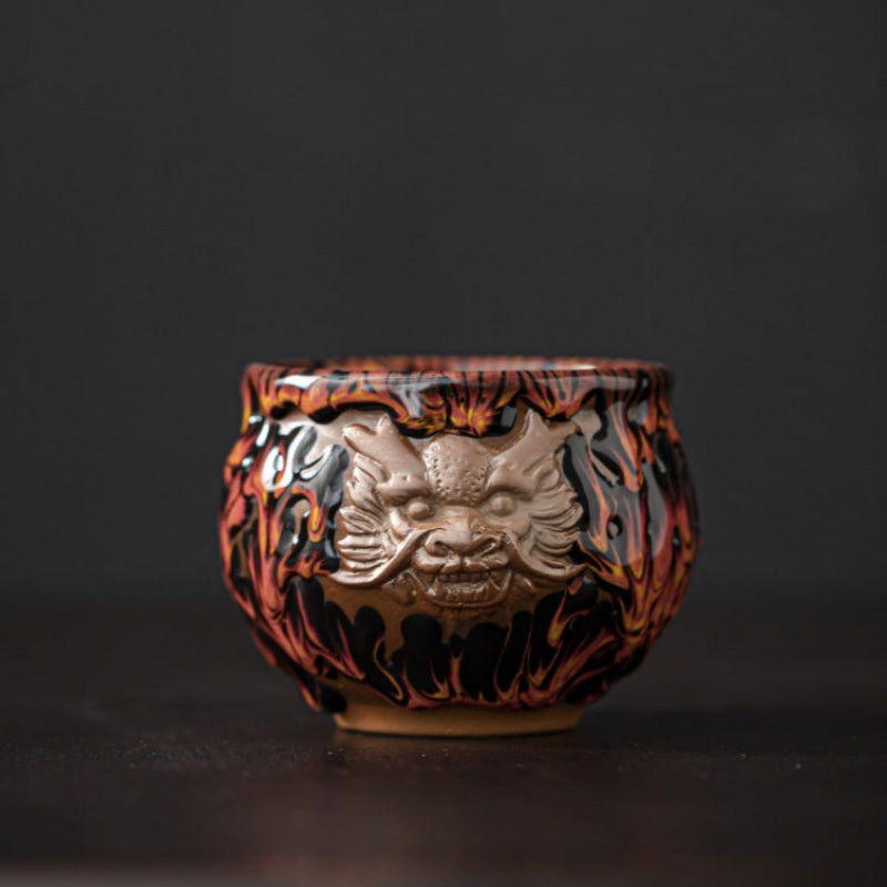 Jianzhan Four God Beasts Qinglong White Tiger Suzaku Xuanwu Tea Cup