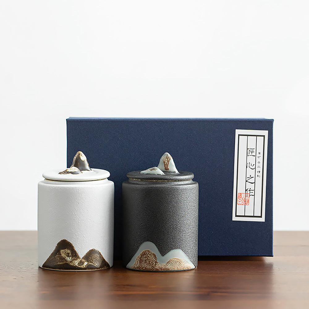 Chinese Ceramic Tea Storage Jar Black and White Pottery Sealed Jars-8