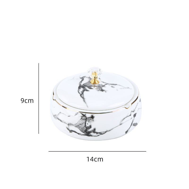 Modern ceramic ashtray with stone pattern and lid