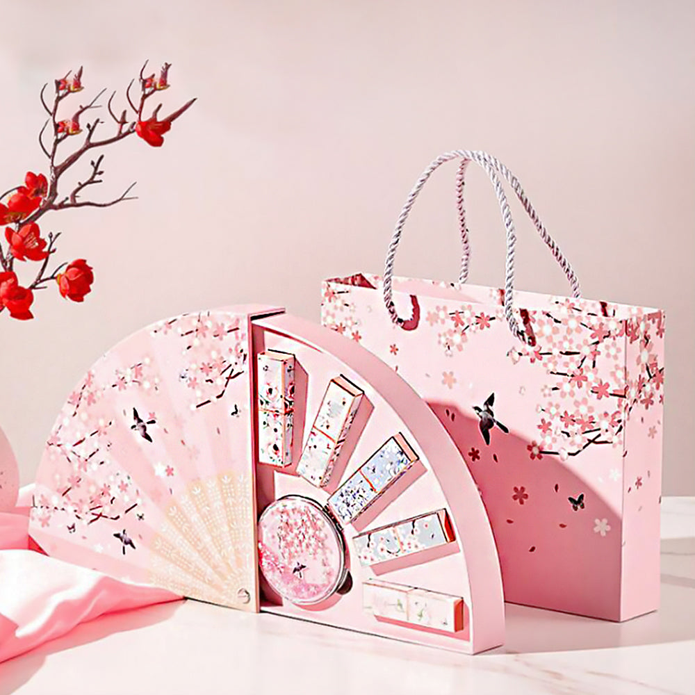 Pink Flower Series Fan-Shaped Lipstick Set Gift Box-2