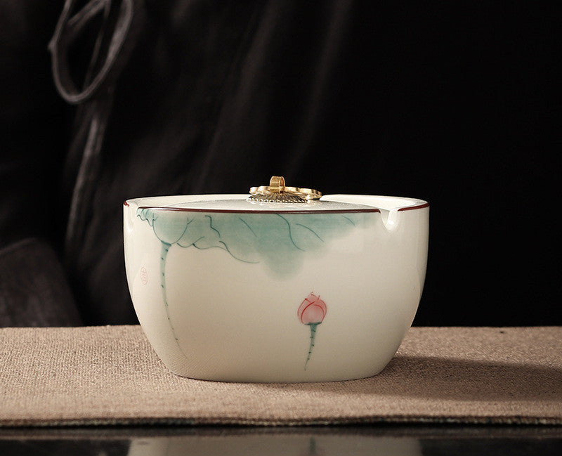 Handbemalte Haushalts Wohnzimmer Keramik-Aschenbecher mit LID-Schlupfchen