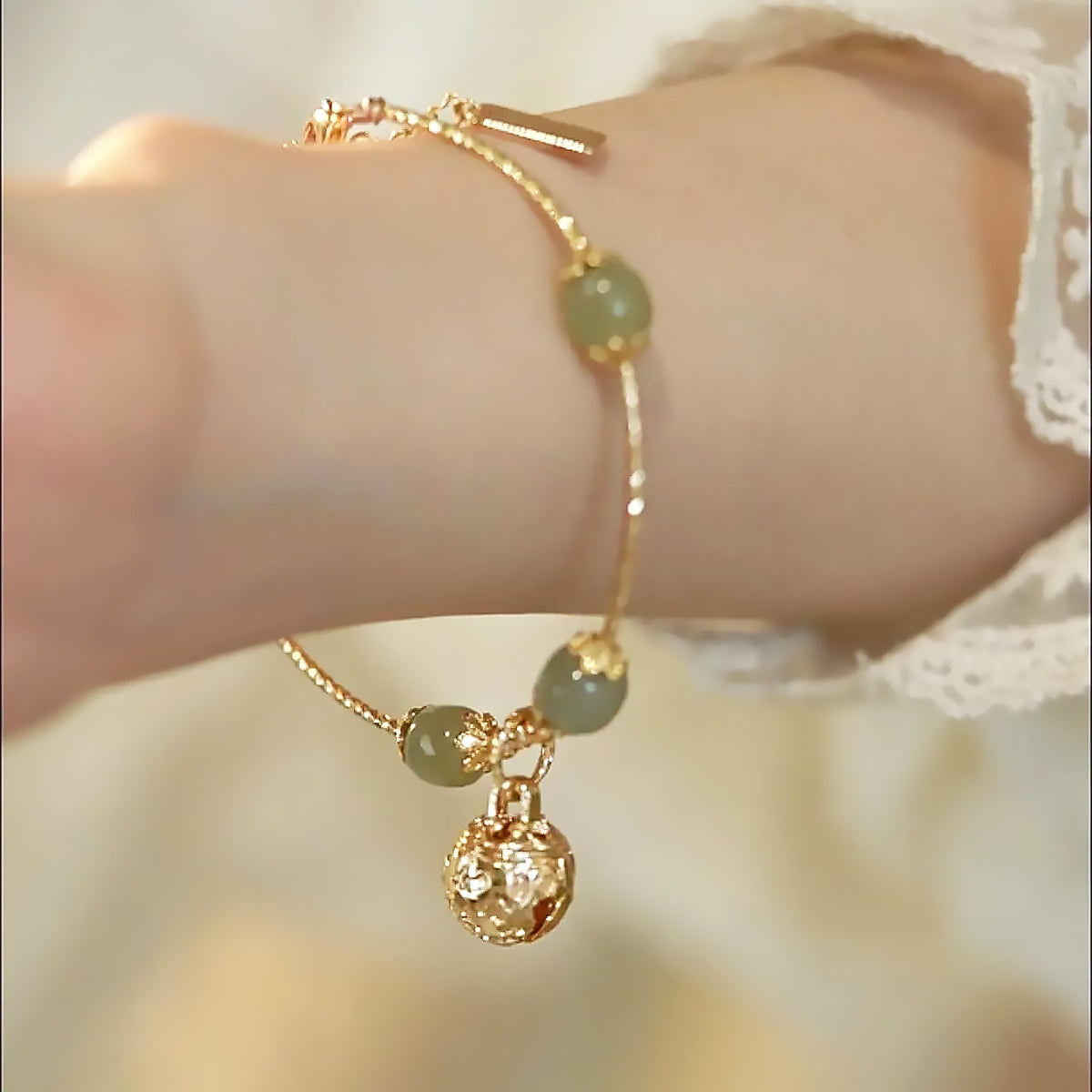 Court Inspired Hetian Jade Bell Cuff Bracelet Jewelry Gift for Women-1