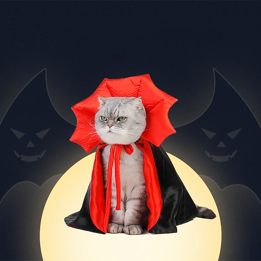 Halloween Reversible Pet Costume for Cats and Dogs Black Red Cape-1