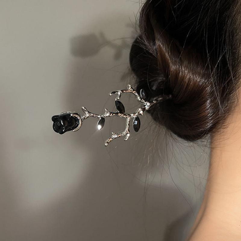 Neues chinesisches Stil Rosenblume Metall Haarnadel Temperament