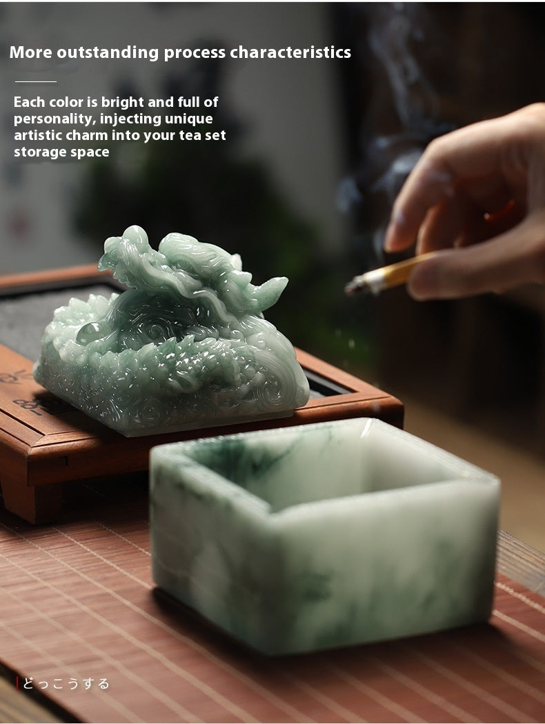 Harz Jade Chinese Dragon gedruckt Aschenbecher