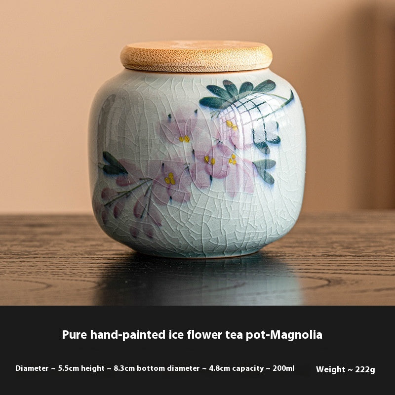 Chinesischer Kalligraphie Tee Pot Keramik Mini -Tee Caddy