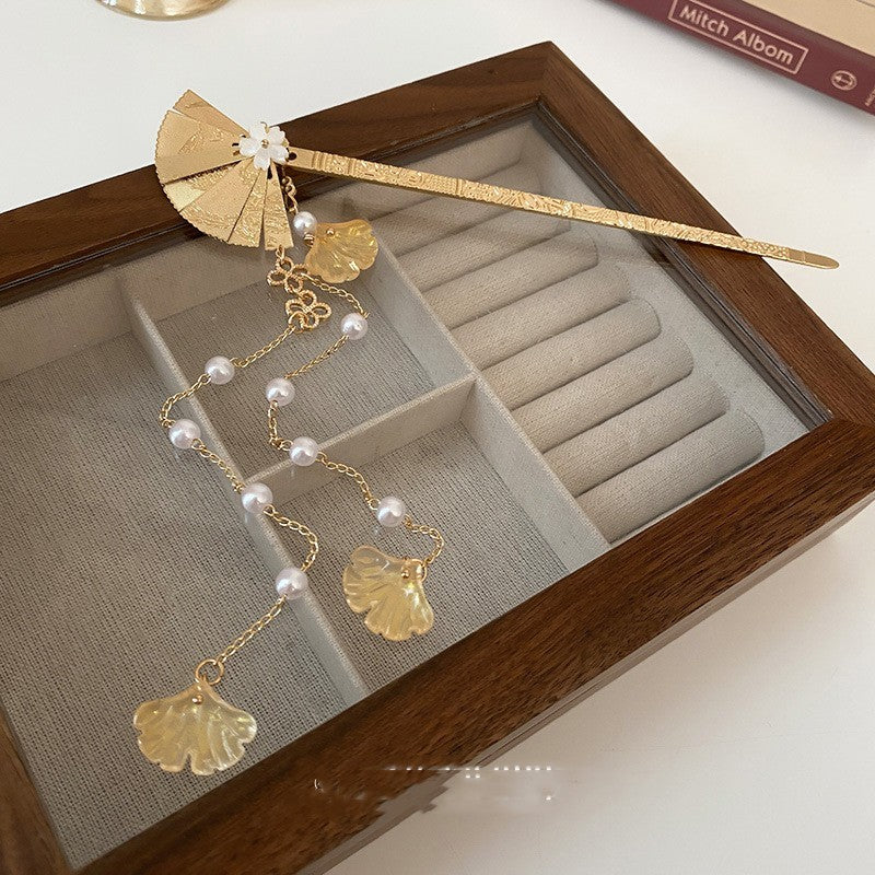 Chinesische Windventilator Blume Perle Quaste Haartupfel