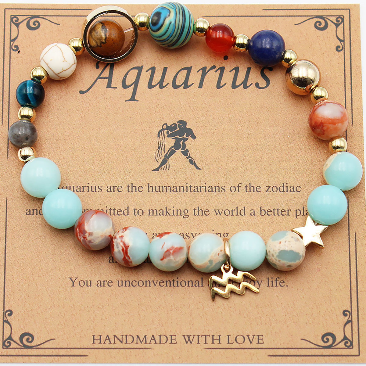 Zodiac Bracelet with Natural Agate & Shoushan Stone 12 Constellations-12