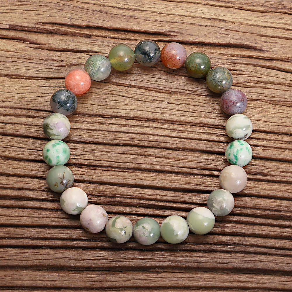 108 Beads Natural Stone Tassel Necklace Indian Agate Bracelet Mala Jewelry-3