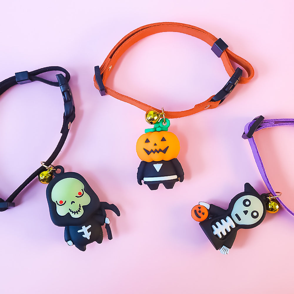 Halloween Pet Collar Decoration Pumpkin & Glow Skull Design-3