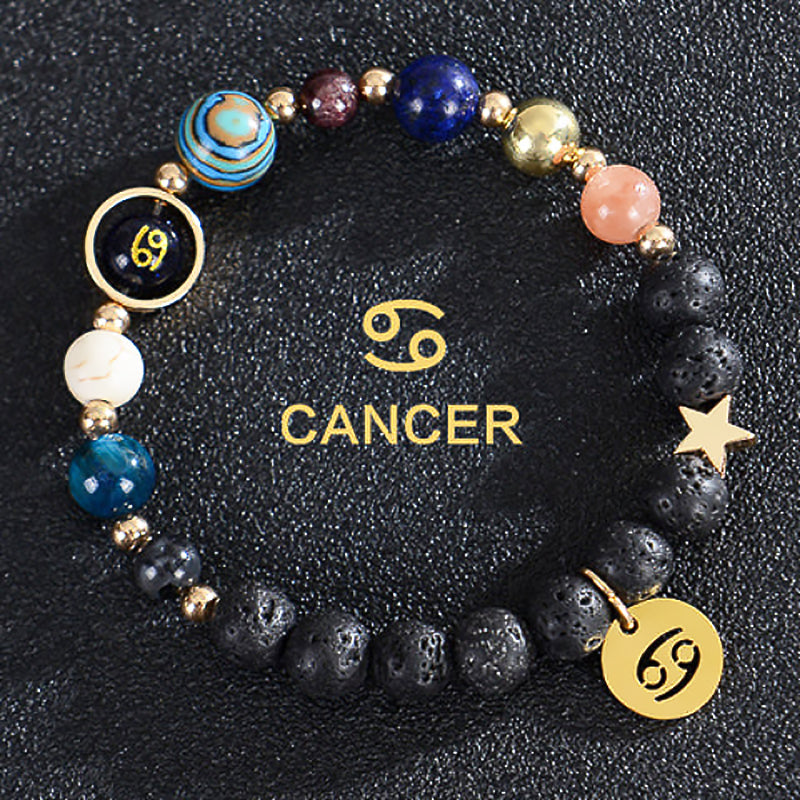 Twelve Constellations Zodiac Bracelet – Natural Stone & Planet Beads-30