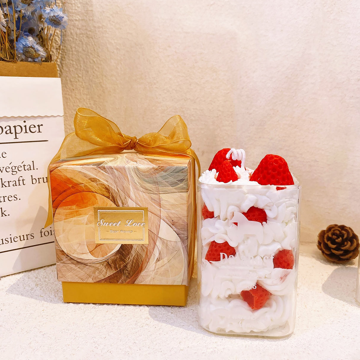Cute Fruit Dessert Candle Cup Gift Whipped Cream Soy Wax Candle-6