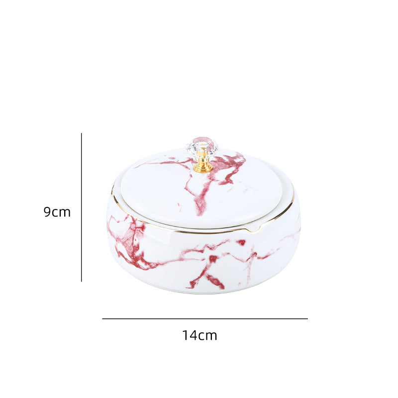 Modern ceramic ashtray with stone pattern and lid