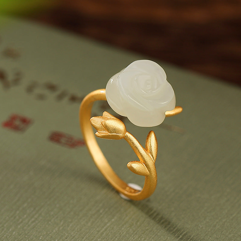 Natural Hetian Jade Qingyu Ring