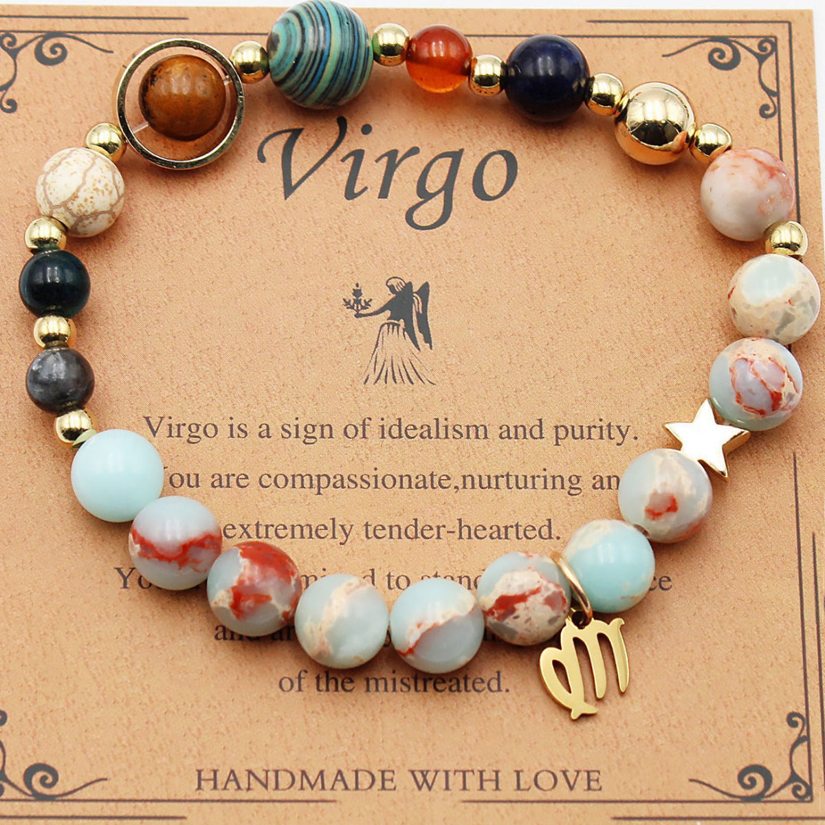 Zodiac Bracelet with Natural Agate & Shoushan Stone 12 Constellations-11