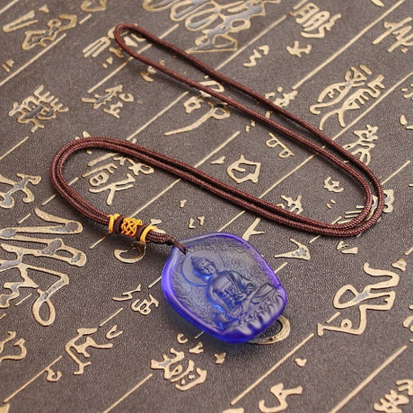 Alte französische Glasurkristall -Anhänger -Tempelbindungsmittel mit schützender Talisman -Halskette