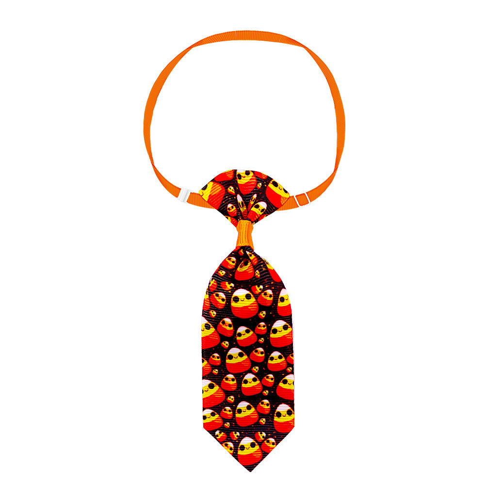 Pet Halloween Tie Set for Cats and Small Dogs with Pumpkin Skull Ghost Patterns-4