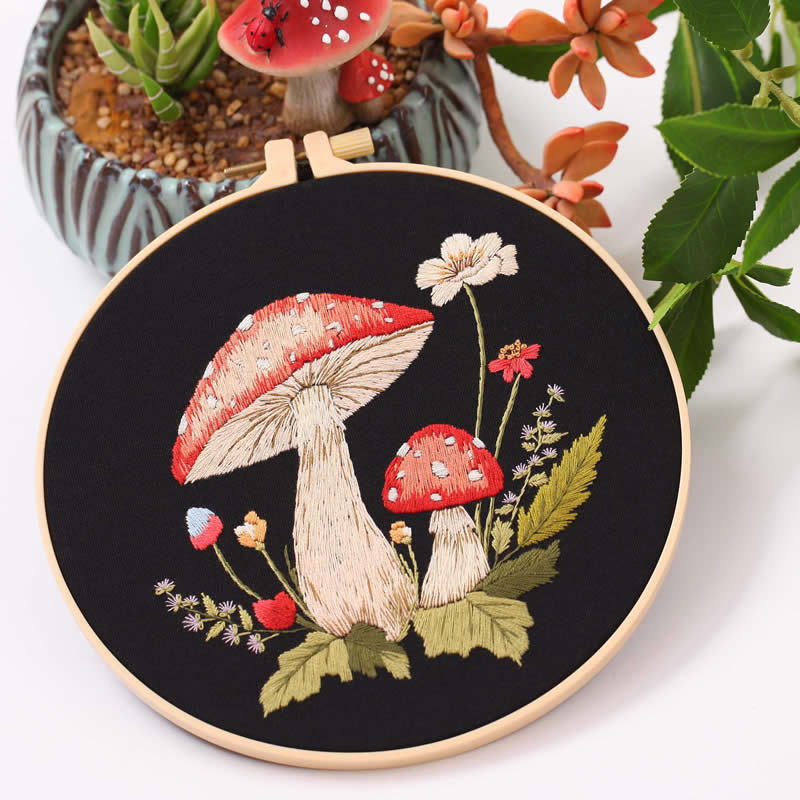 Mushroom Pattern Series Small Fresh Handmade Embroidery Material Kit Set