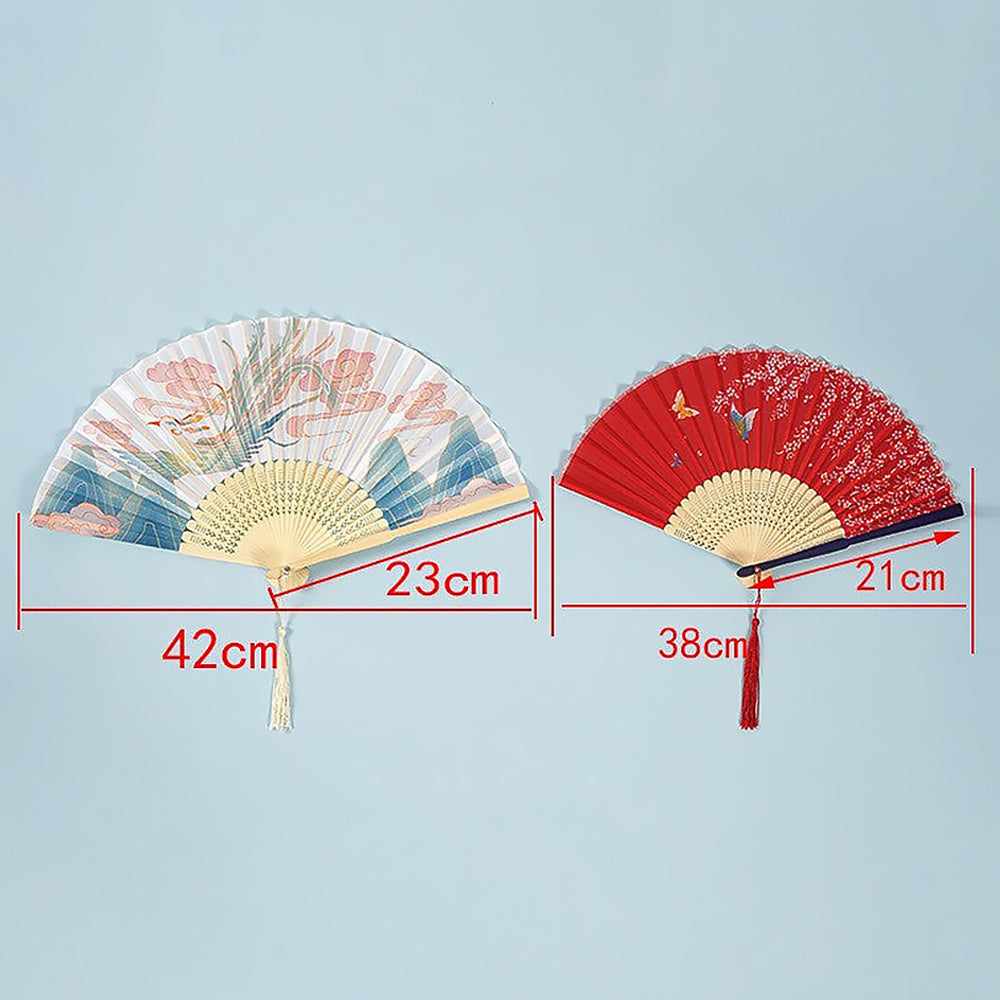 Chinese Style Women's Tasseled Portable Cheongsam Folding Fan-2
