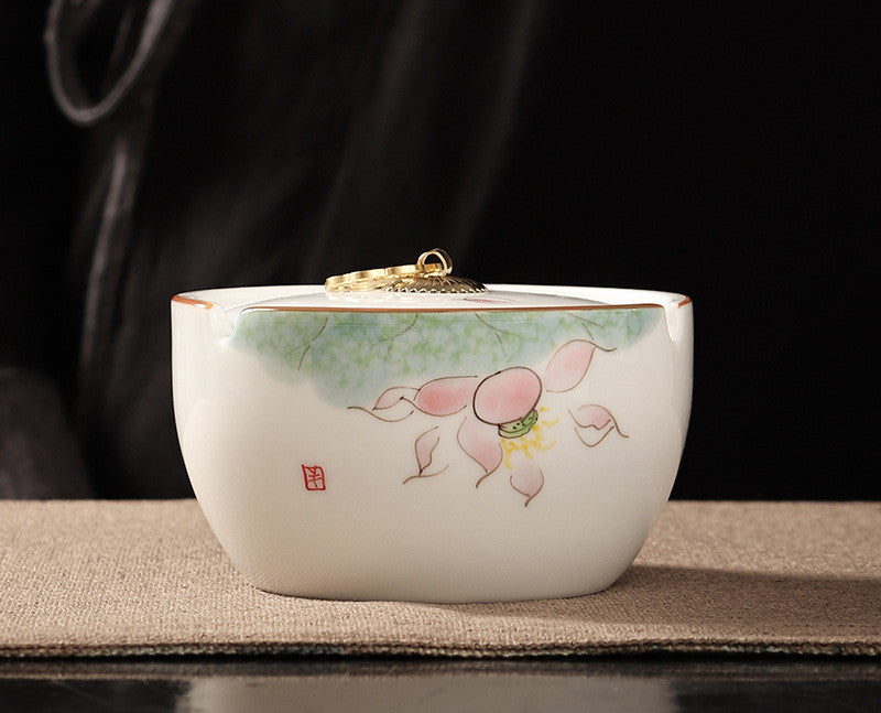 Handbemalte Haushalts Wohnzimmer Keramik-Aschenbecher mit LID-Schlupfchen