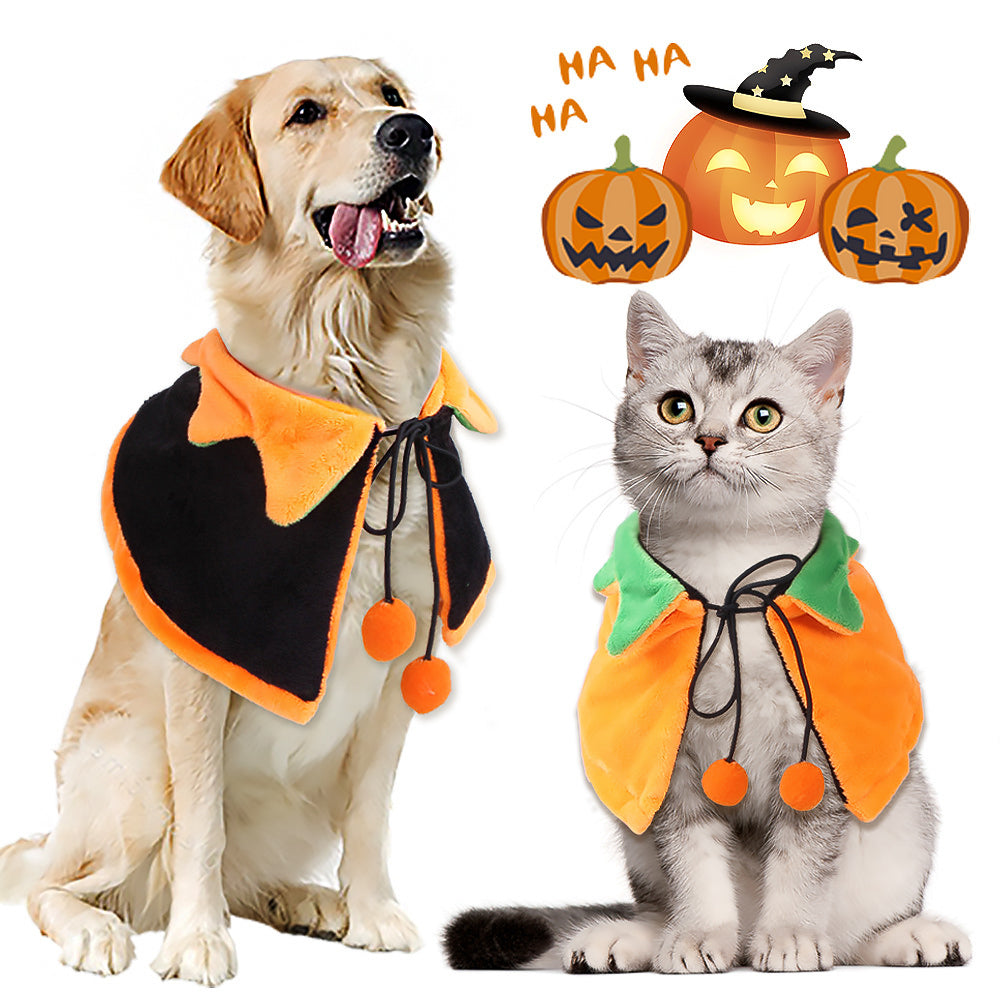 Halloween Pumpkin Cloak Pet Costume Double Sided Plush Outfit-1