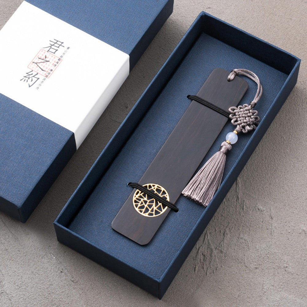 Antique wooden engraved bookmarks with peace knot design