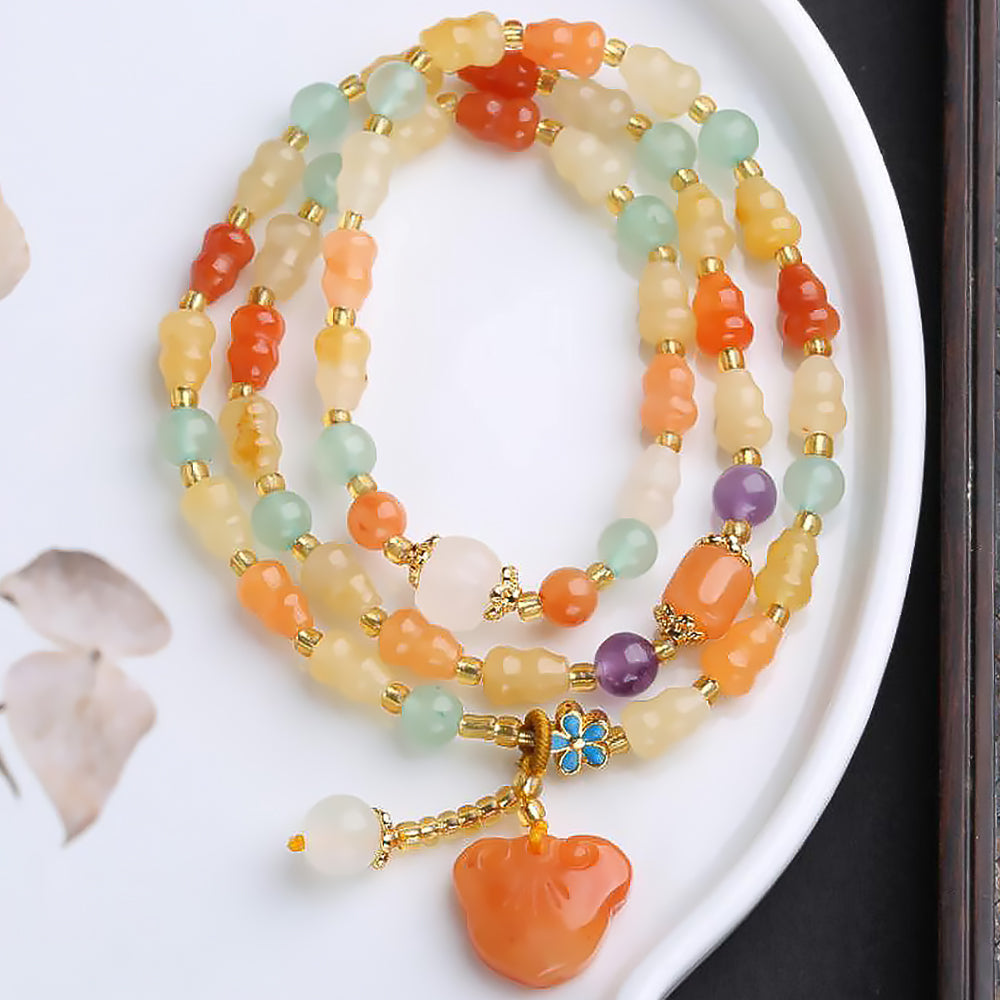 Ethnic Style Jinsi Jade Bracelet with Cinnabar Jade Handwoven Jewelry-5